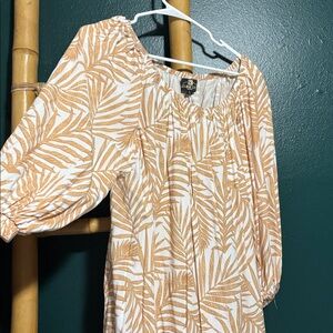 Lexbreezy Palm-Print Off-Shoulder Dress